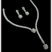 NAFJ Luxury Sparkle Austrian Stone Long Necklace Set  