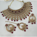 NAFJ Elegant Crystal Stone Pearl And Beads Choker Necklace Set