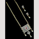 NAFJ Rhodium Plated Luxury Sparkle Austrian Stone Long Necklace Set  