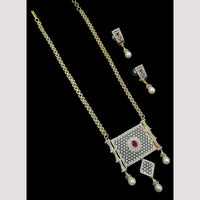 NAFJ Rhodium Plated Luxury Sparkle Austrian Stone Long Necklace Set  