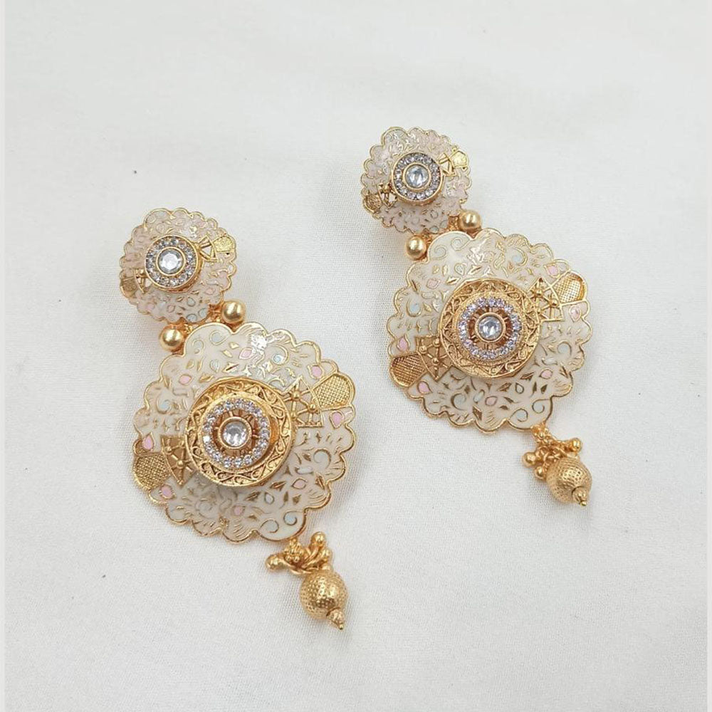 NAFJ Traditional Floral Meenakari Dangler Earrings