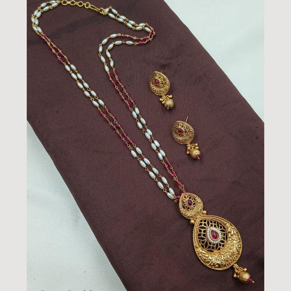 NAFJ Beaded Chain Elegant Filigree Pendant Set