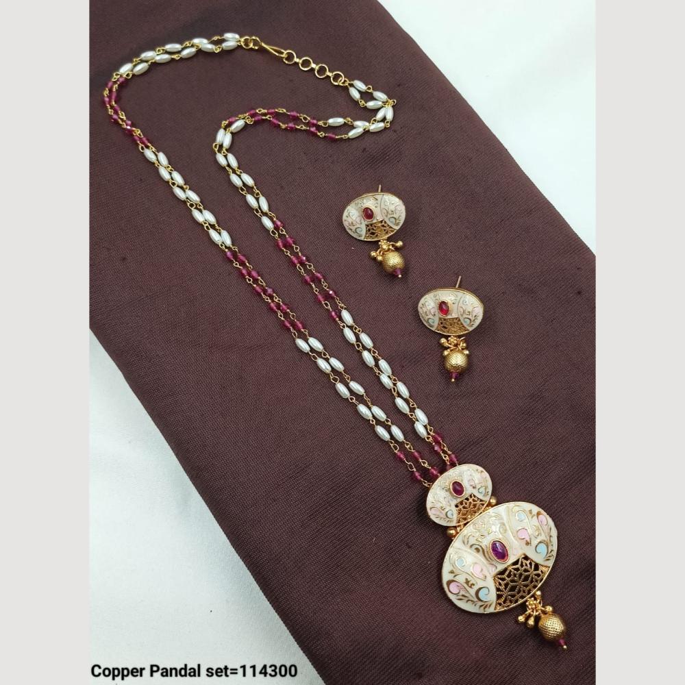 NAFJ Designer Long Pendant Set with Pearl Beads