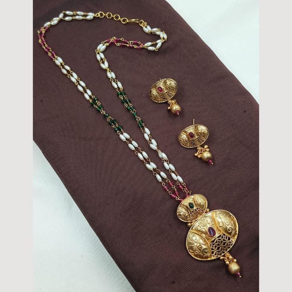 NAFJ Designer Long Pendant Set with Pearl Beads