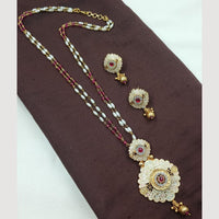 NAFJ Floral Designer Long Pendant Set with Pearl Beads