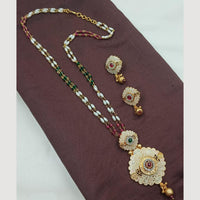 NAFJ Floral Designer Long Pendant Set with Pearl Beads