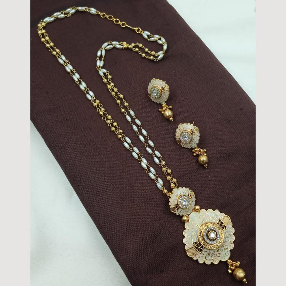 NAFJ Designer Long Pendant Set with Pearl Beads