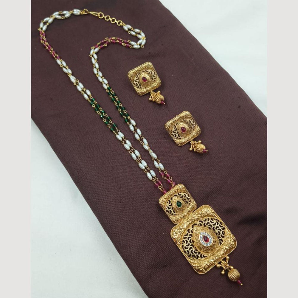 NAFJ Designer Long Pendant Set with Pearl Beads