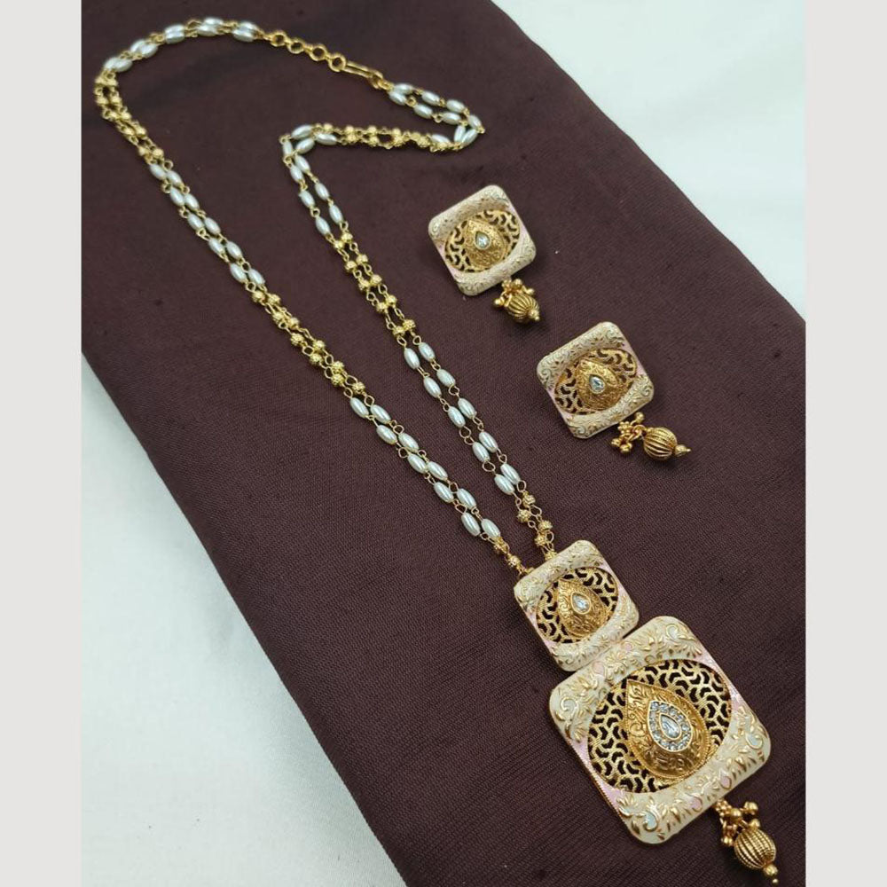 NAFJ Designer Long Pendant Set with Pearl Beads