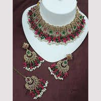NAFJ Designer Pearl and Crystal Choker Necklace Set For Traditional Wedding Wear .