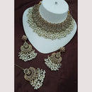 NAFJ Designer Pearl and Crystal Choker Necklace Set For Traditional Wedding Wear .