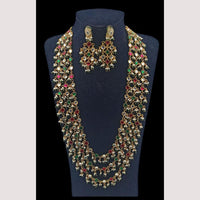 NAFJ Royal Long Multi-Layered Kundan Necklace Set For Wedding & Festive Jewelry