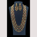 NAFJ Royal Long Multi-Layered Kundan Necklace Set For Wedding & Festive Jewelry