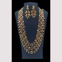 NAFJ Royal Long Multi-Layered Kundan Necklace Set For Wedding & Festive Jewelry