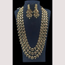 NAFJ Royal Long Multi-Layered Kundan Necklace Set For Wedding & Festive Jewelry