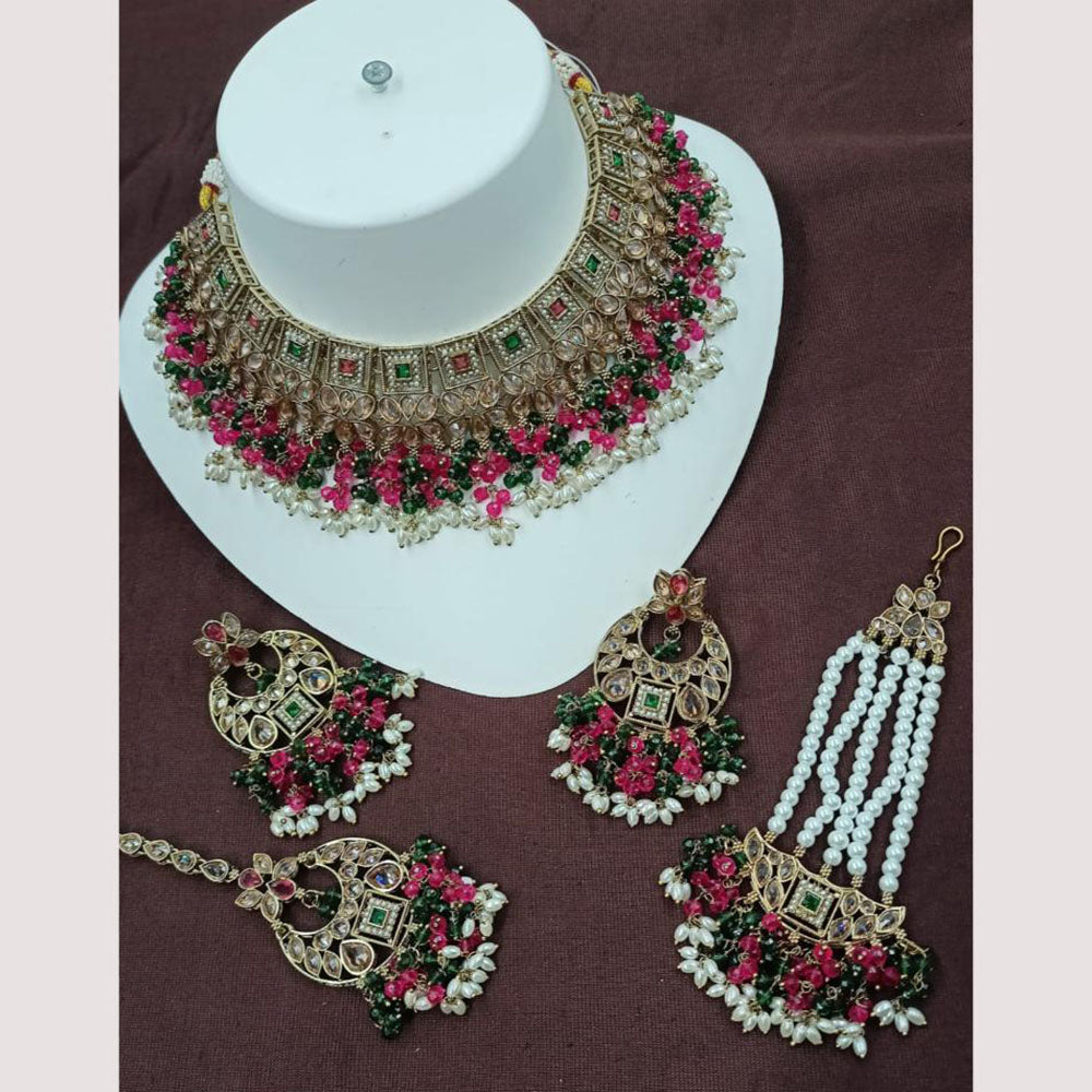 NAFJ Elegant Traditional Choker Kundan Necklace Set For Wedding And Festive Wear
