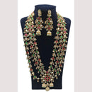 NAFJ Premium Long Kundan Necklace Set with Multiple Layers For Ethnic Wedding & Festive Jewelry