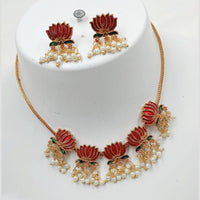 NAFJ Traditional Pearl Necklace Set with Lotus Detailing