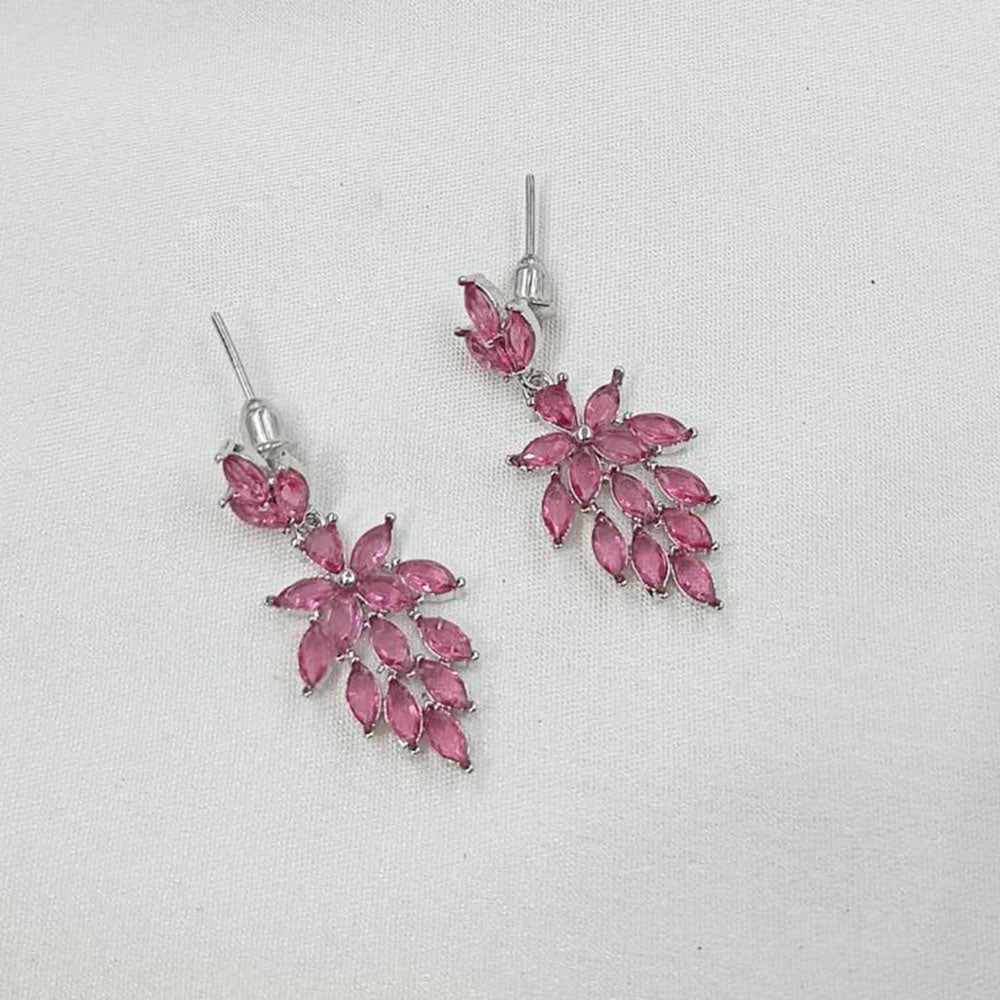 NAFJ Radiant Silver Plated Sparkling Crystal Stone Dangle Earrings