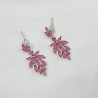 NAFJ Radiant Silver Plated Sparkling Crystal Stone Dangle Earrings