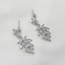 NAFJ Radiant Silver Plated Sparkling Crystal Stone Dangle Earrings
