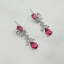 NAFJ Radiant Silver Plated Sparkling Crystal Stone Dangle Earrings 
