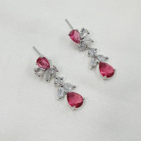 NAFJ Radiant Silver Plated Sparkling Crystal Stone Dangle Earrings 