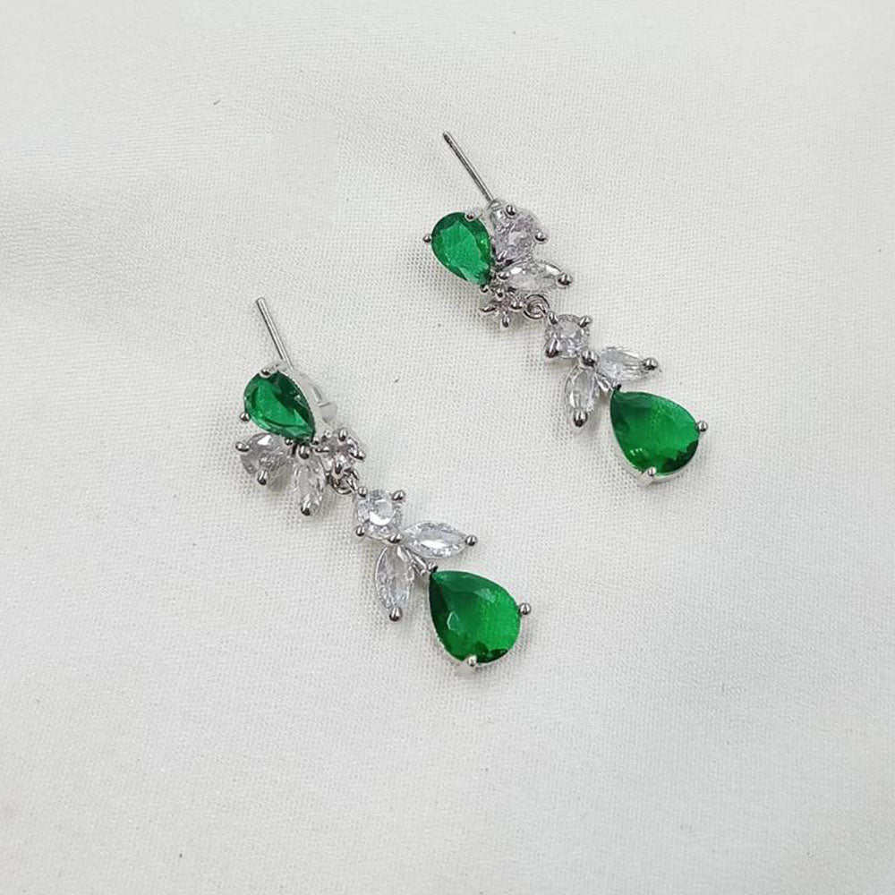 NAFJ Radiant Silver Plated Sparkling Crystal Stone Dangle Earrings