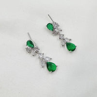 NAFJ Radiant Silver Plated Sparkling Crystal Stone Dangle Earrings
