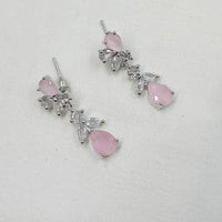 NAFJ Radiant Silver Plated Sparkling Crystal Stone Dangle Earrings