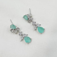 NAFJ Radiant Silver Plated Sparkling Crystal Stone Dangle Earrings