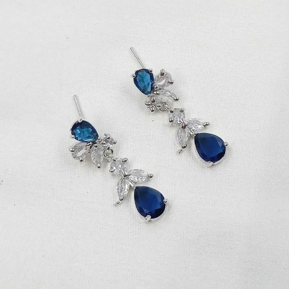 NAFJ Radiant Silver Plated Sparkling Crystal Stone Dangle Earrings
