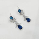 NAFJ Radiant Silver Plated Sparkling Crystal Stone Dangle Earrings