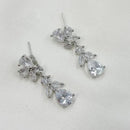 NAFJ Radiant Silver Plated Sparkling Crystal Stone Dangle Earrings