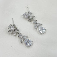 NAFJ Radiant Silver Plated Sparkling Crystal Stone Dangle Earrings