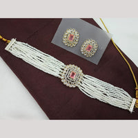 NAFJ Ethnic Kundan Pearl And Austrian Stone Choker Necklace Set