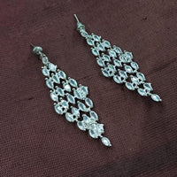 NAFJ Radiant Silver Plated Sparkling Crystal Stone Dangle Earrings 