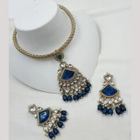 NAFJ Premium Kundan Stone With Beads And Pearl Necklace Set