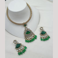 NAFJ Premium Kundan Stone With Beads And Pearl Necklace Set