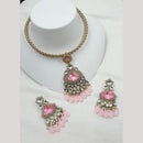 NAFJ Premium Kundan Stone With Beads And Pearl Necklace Set