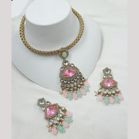 NAFJ Premium Kundan Stone With Beads And Pearl Necklace Set