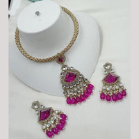 NAFJ Premium Kundan Stone With Beads And Pearl Necklace Set