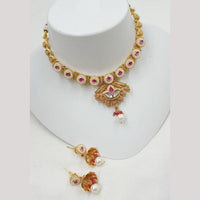 NAFJ Elegant Kundan And Pearl Beaded Choker Necklace Set