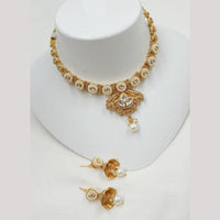 NAFJ Elegant Kundan And Pearl Beaded Choker Necklace Set
