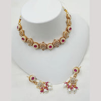 NAFJ Elegant Pota And Pearl Beaded Choker Necklace Set