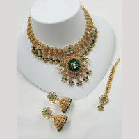 NAFJ Elegant Kundan And Pearl Meenakari Choker Necklace Set