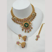 NAFJ Elegant Kundan And Pearl Meenakari Choker Necklace Set