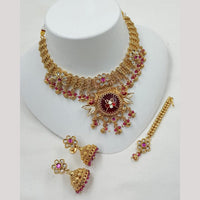 NAFJ Elegant Kundan And Pearl Meenakari Choker Necklace Set