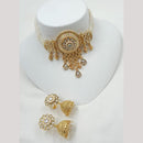 NAFJ Elegant Kundan And Pearl Meenakari Choker Necklace Set