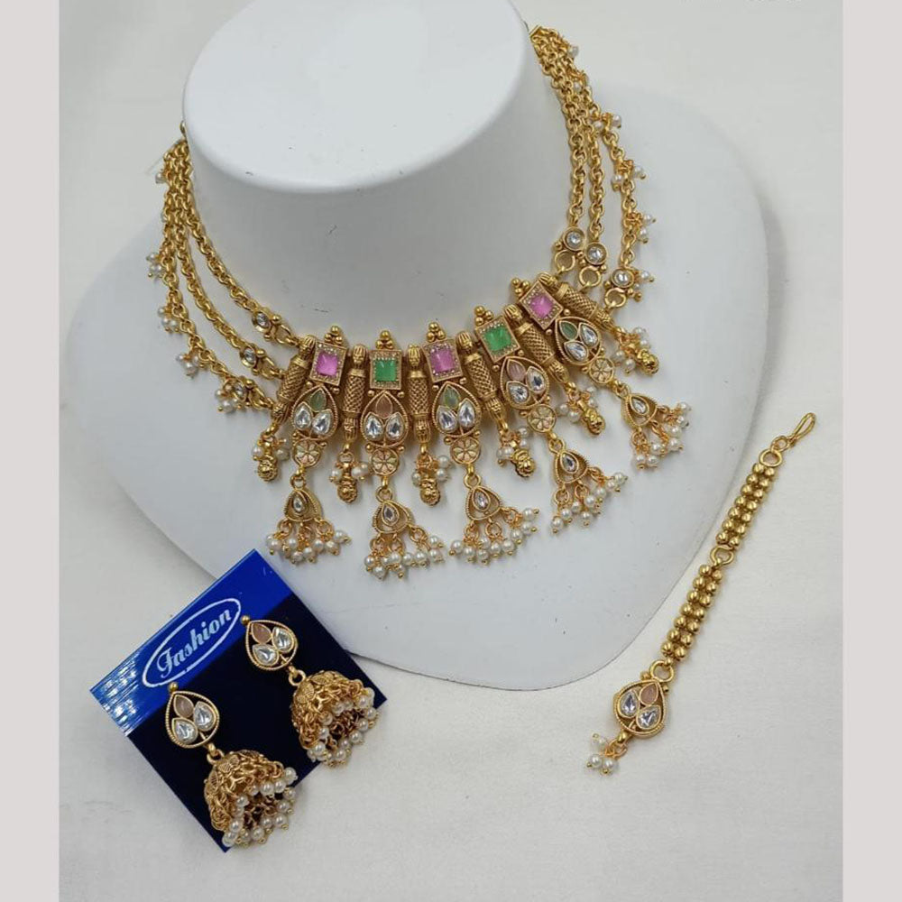 NAFJ Elegant Pota And Pearl Choker Necklace Set